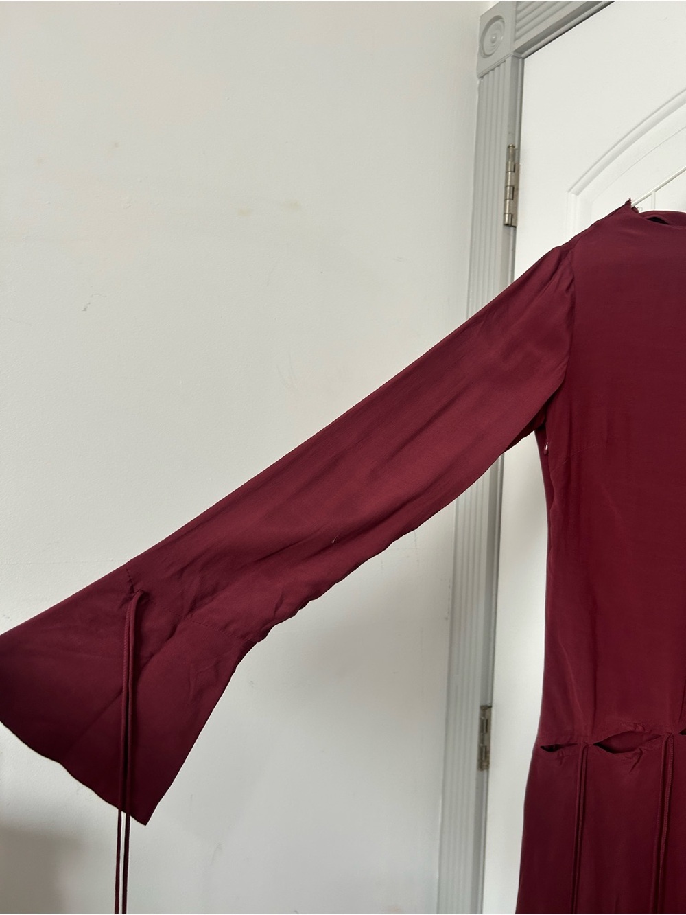 SAEMDI Long Sleeve Asymmetrical Bow Maxi Dress Size M NWT chic feminine 90s - Picture 10 of 14